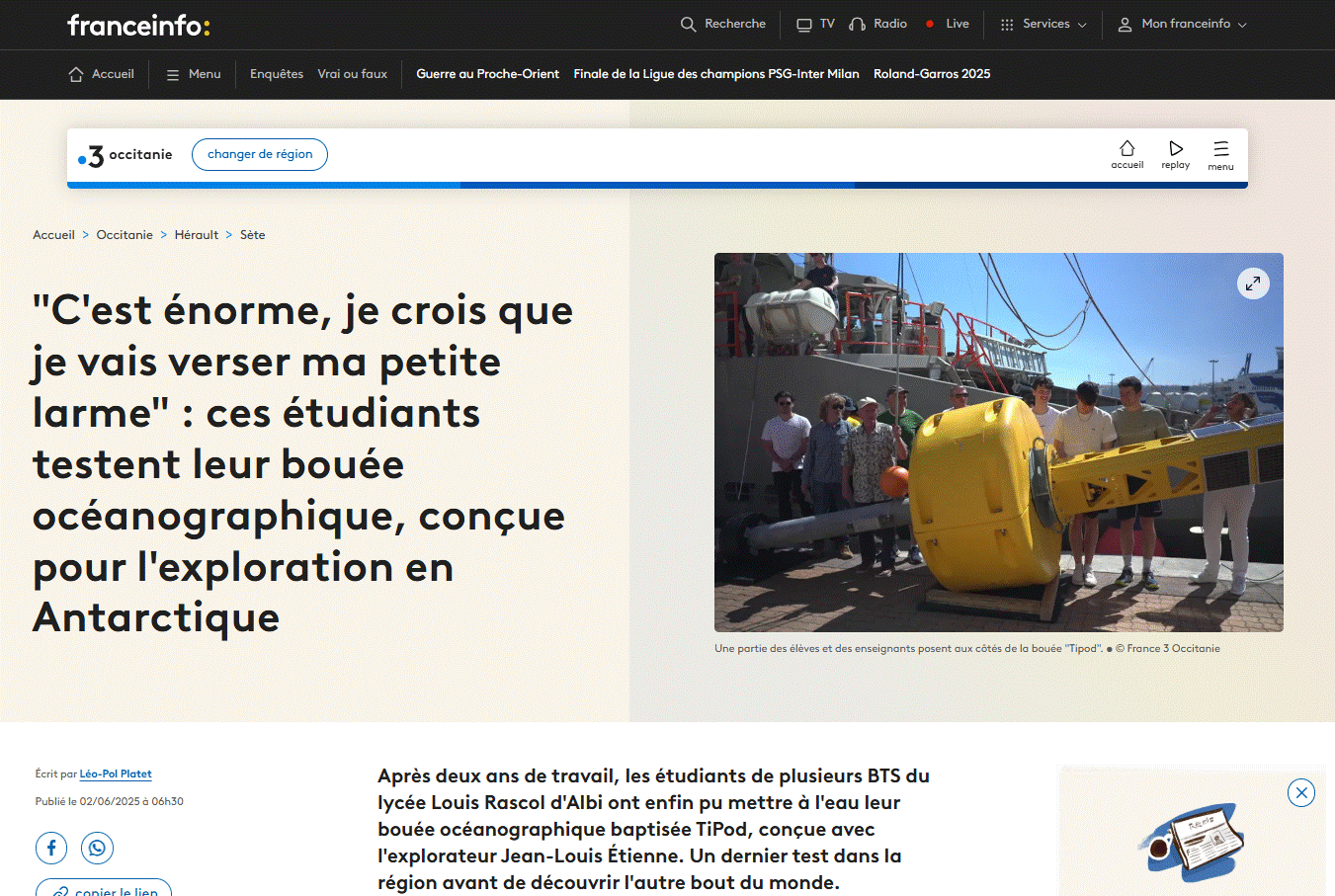 Aperçu PDF France infos, léo pol platet